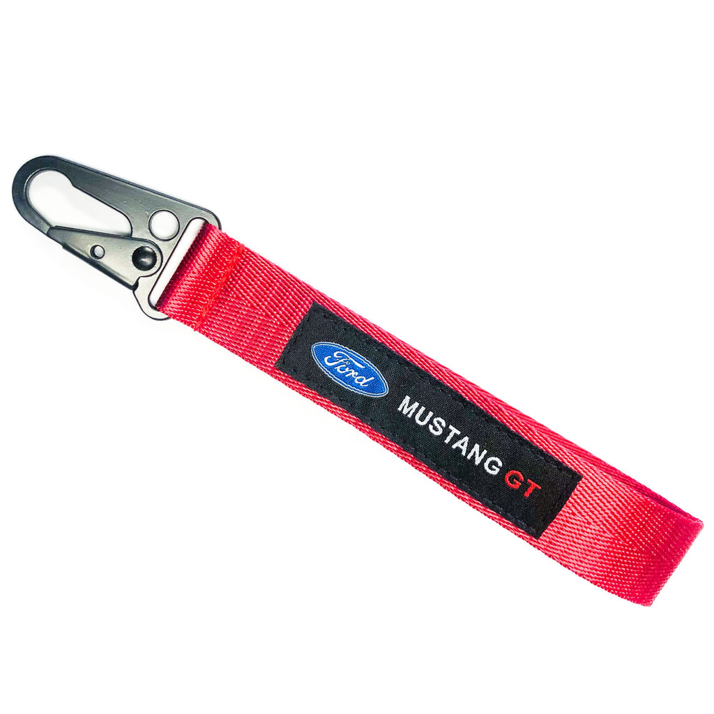 BRAND New JDM Mustang GT Red Keychain Metal key Ring Hook Strap Lanyard Universal