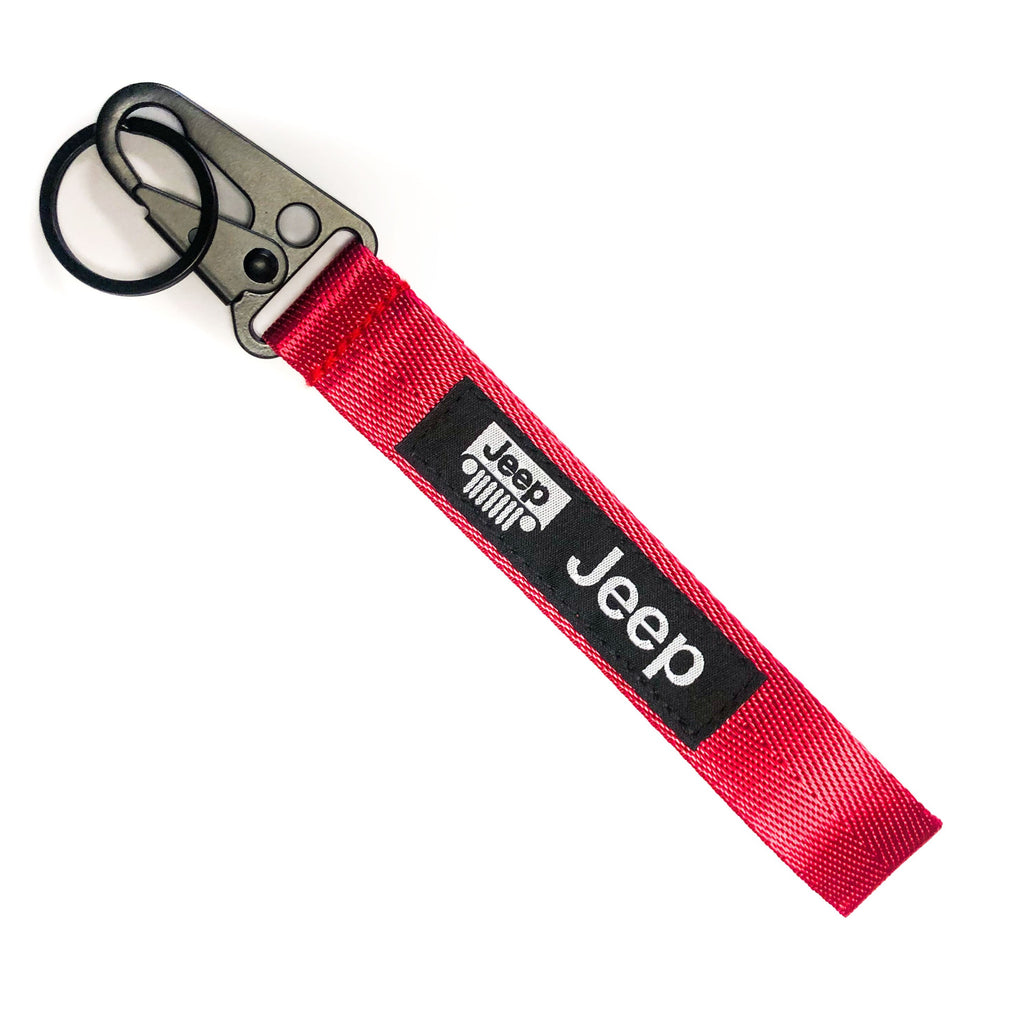 BRAND New JDM JEEP Red Keychain Metal key Ring Hook Strap Lanyard Universal