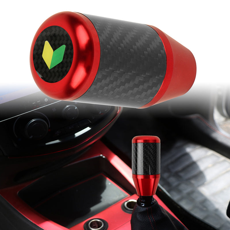 Brand New Universal JDM Beginner Leaf Red Real Carbon Fiber Racing Gear Stick Shift Knob For MT Manual M12 M10 M8