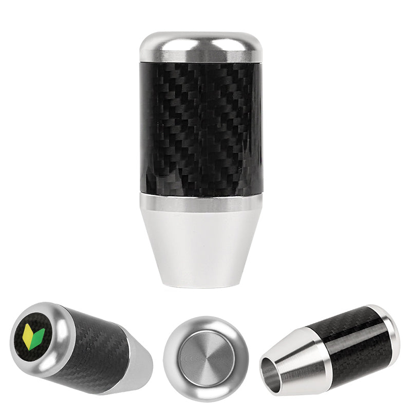 Brand New Universal JDM Beginner Leaf Silver Real Carbon Fiber Racing Gear Stick Shift Knob For MT Manual M12 M10 M8