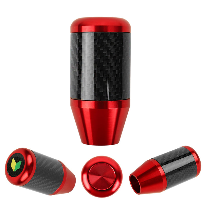 Brand New Universal JDM Beginner Leaf Red Real Carbon Fiber Racing Gear Stick Shift Knob For MT Manual M12 M10 M8