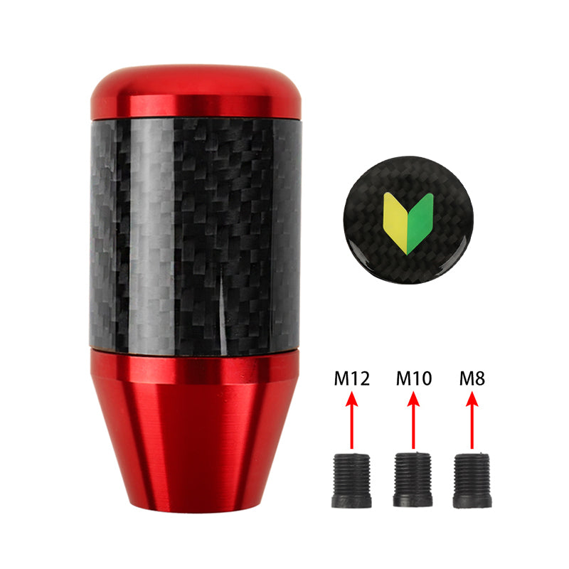 Brand New Universal JDM Beginner Leaf Red Real Carbon Fiber Racing Gear Stick Shift Knob For MT Manual M12 M10 M8