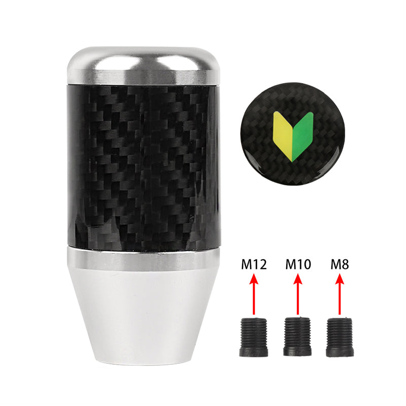 Brand New Universal JDM Beginner Leaf Silver Real Carbon Fiber Racing Gear Stick Shift Knob For MT Manual M12 M10 M8