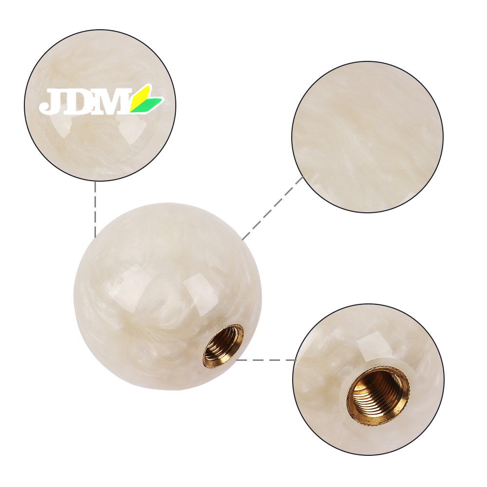 Brand New Universal JDM Pearl White 54mm Round Ball SHIFT KNOB M8 M10 M12