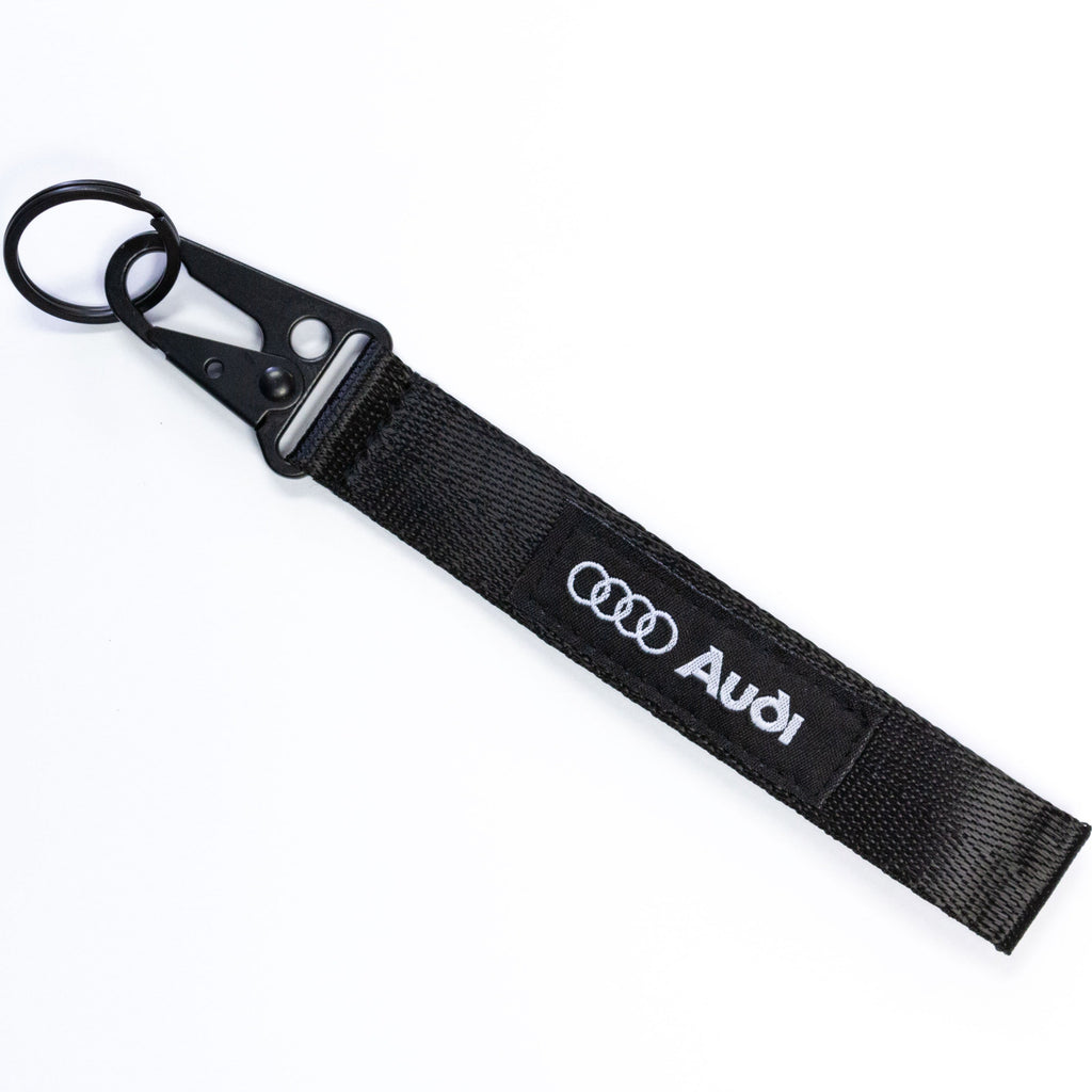 BRAND New JDM AUDI Black Racing Keychain Metal key Ring Hook Strap Lanyard Universal