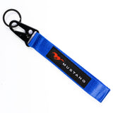 BRAND New JDM Mustang Blue Racing Keychain Metal key Ring Hook Strap Lanyard Universal