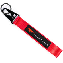 Load image into Gallery viewer, BRAND New JDM Mustang Red Racing Keychain Metal key Ring Hook Strap Lanyard Universal