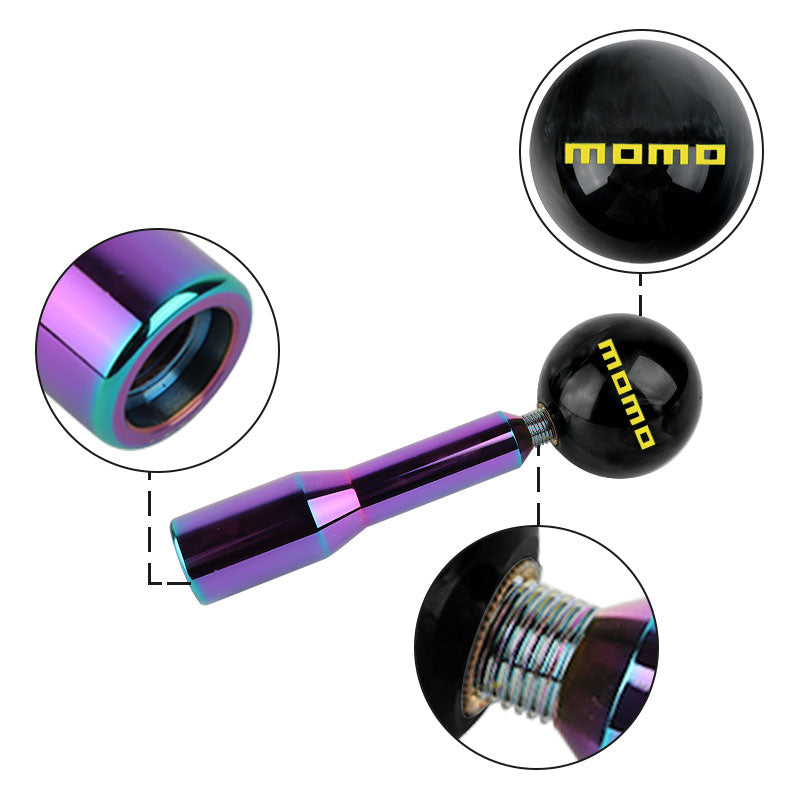 Brand New Universal Momo Pearl Black Ball Manual Gear Stick Shift Knob M8 M10 M12 & Neo Chrome Shifter Extender Extension