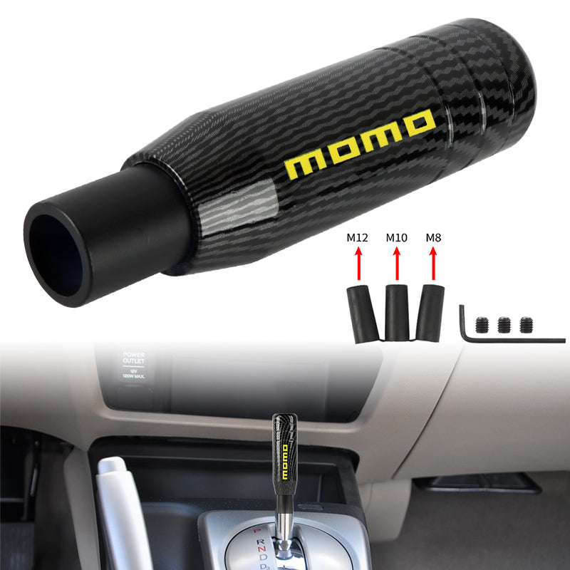 Brand New Universal JDM 13CM Momo Aluminum Carbon Fiber Style Automatic Gear Stick Shift Knob Lever Shifter