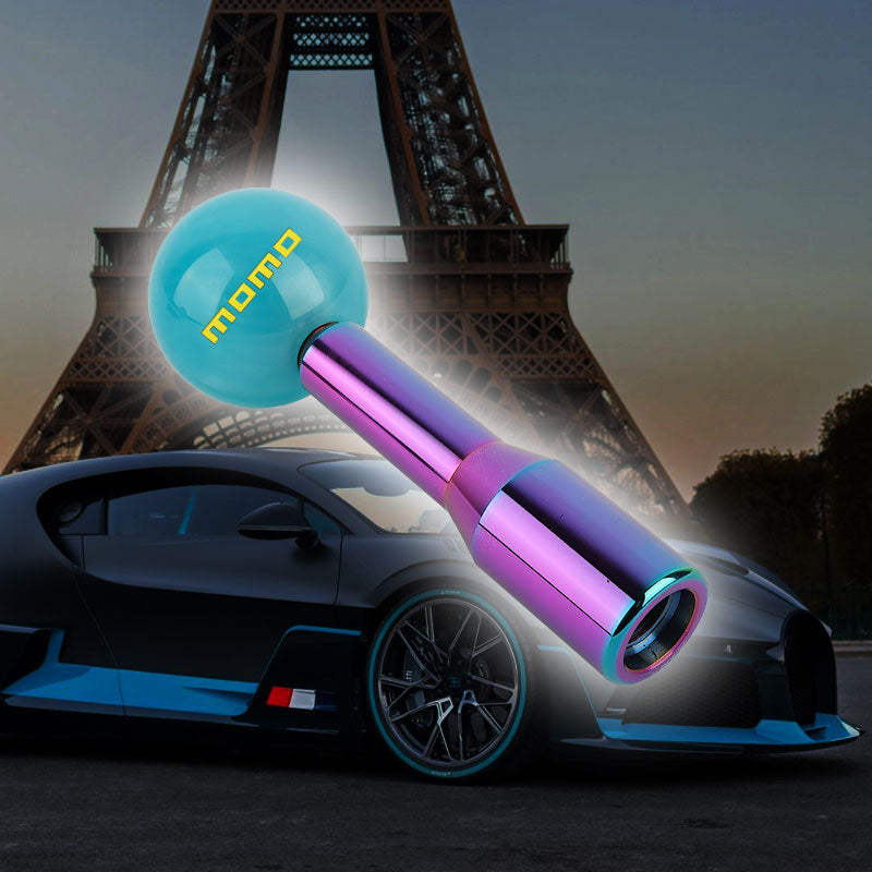 Brand New Universal Momo Pearl Teal Ball Manual Gear Stick Shift Knob M8 M10 M12 & Neo Chrome Shifter Extender Extension