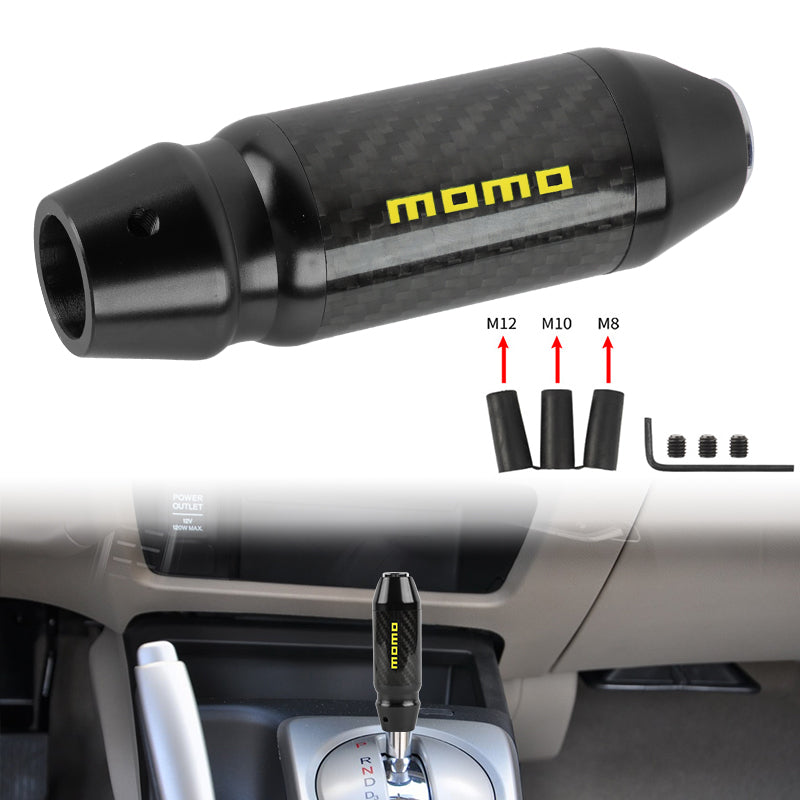 Brand New Momo Universal Real Carbon Fiber Black Aluminum Automatic Transmission Racing Gear Shift Knob