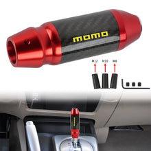 Load image into Gallery viewer, Brand New Momo Universal Real Carbon Fiber Red Aluminum Automatic Transmission Racing Gear Shift Knob