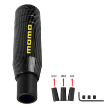 Load image into Gallery viewer, Brand New Universal JDM 13CM Momo Aluminum Carbon Fiber Style Automatic Gear Stick Shift Knob Lever Shifter