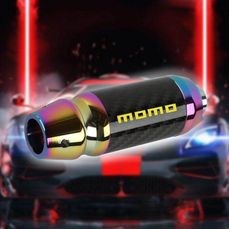 Brand New Universal Momo Real Carbon Fiber Neo Chrome Aluminum Automatic Transmission Racing Gear Shift Knob