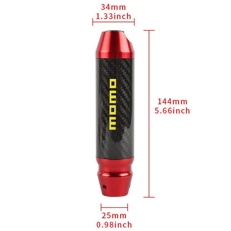 Brand New Momo Universal Real Carbon Fiber Red Aluminum Automatic Transmission Racing Gear Shift Knob