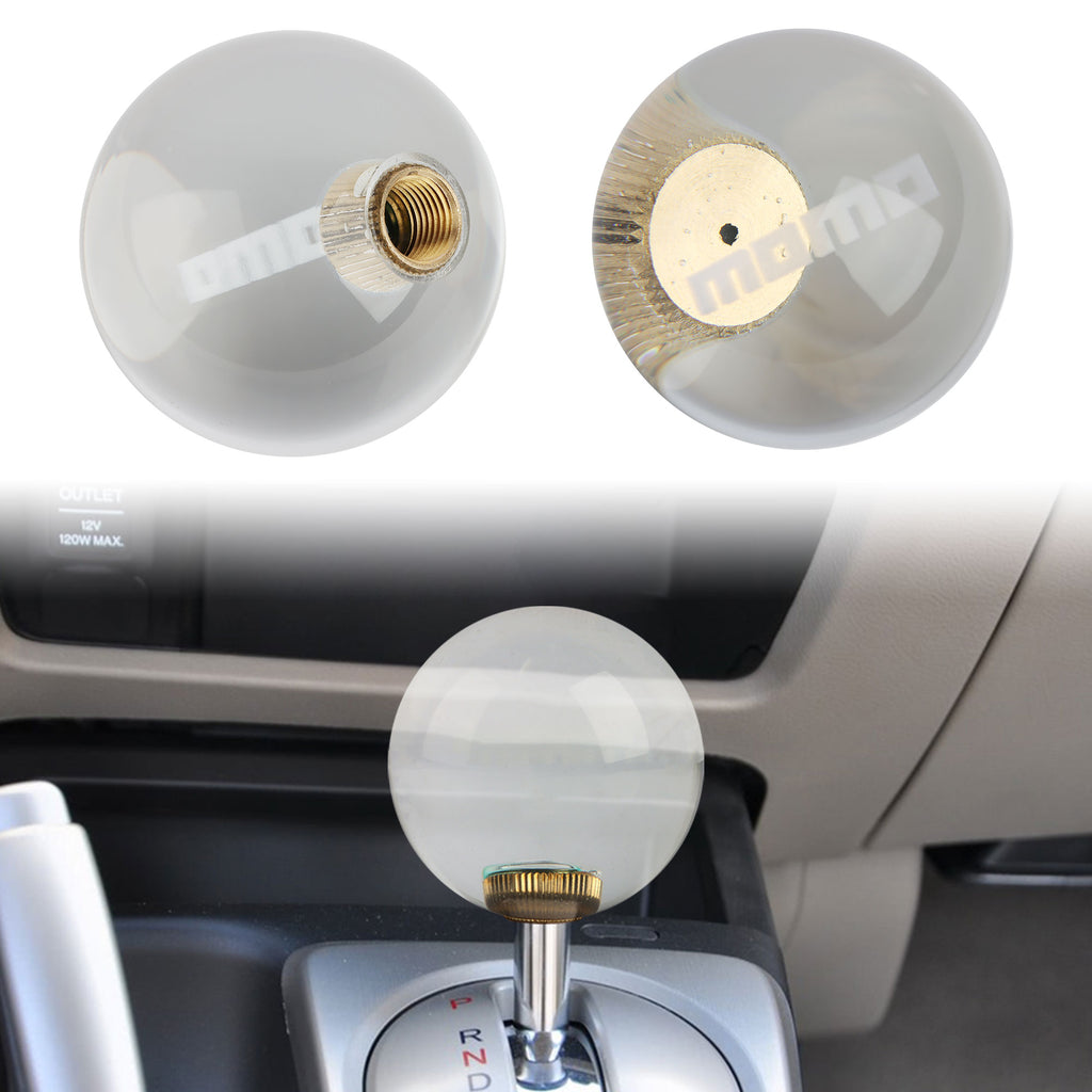 BRAND NEW Universal Momo Crystal Glass Round Ball Transparent Manual Gear Shift Knob M8 M10 M12