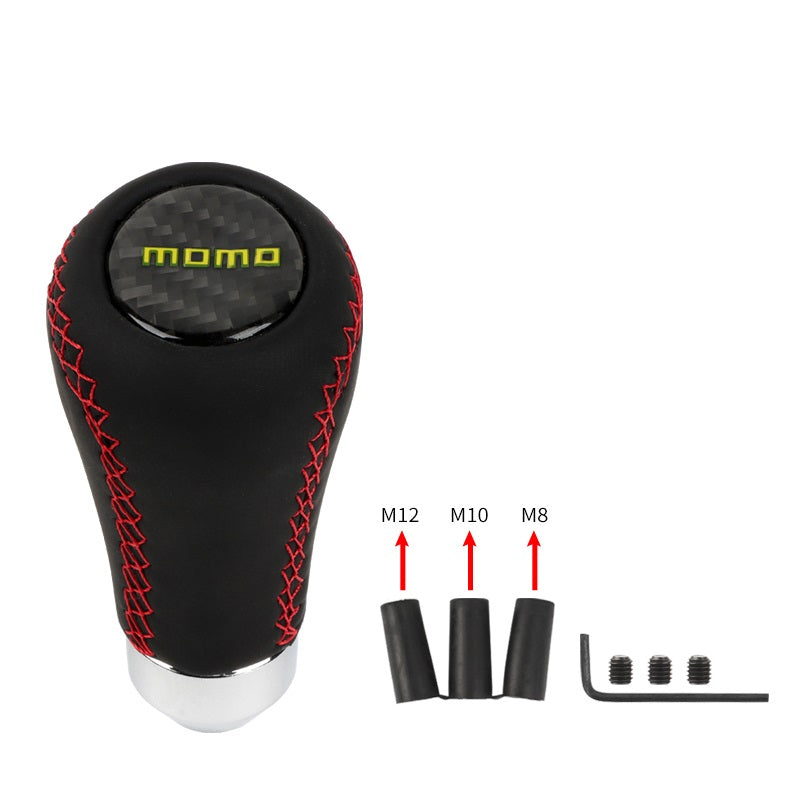 Brand New Universal Momo Red Stitches Black Leather Manual Car Gear Shift Knob Shifter Lever M8 M10 M12