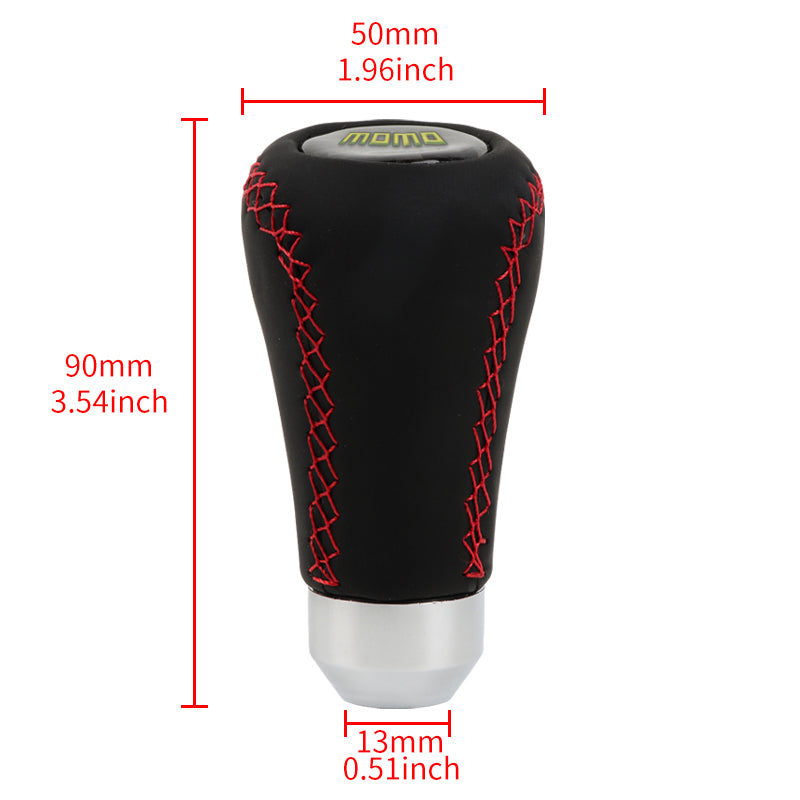 Brand New Universal Momo Red Stitches Black Leather Manual Car Gear Shift Knob Shifter Lever M8 M10 M12