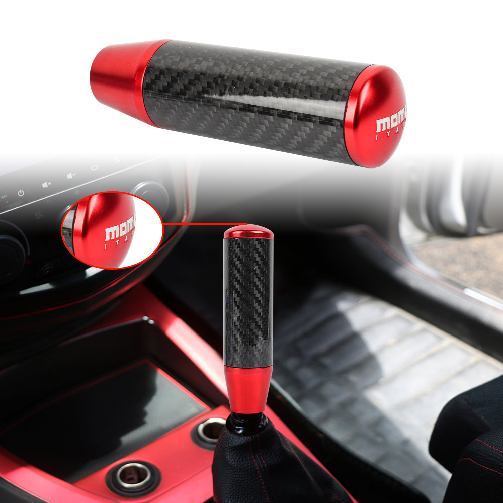 Brand New Universal Momo Red Carbon Fiber Manual Gear Stick Shift Knob Lever Shifter 13cm