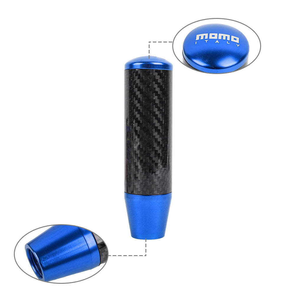 Brand New Universal Momo Blue Carbon Fiber Manual Gear Stick Shift Knob Lever Shifter 13cm