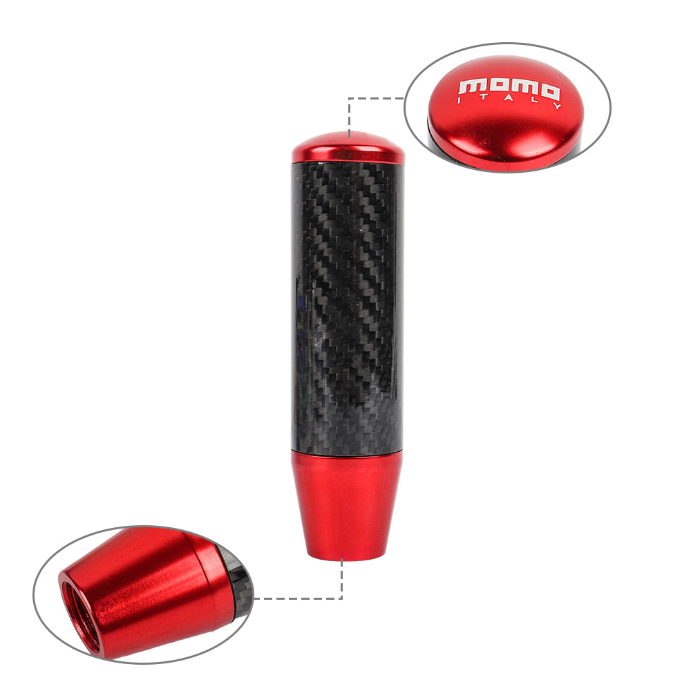 Brand New Universal Momo Red Carbon Fiber Manual Gear Stick Shift Knob Lever Shifter 13cm