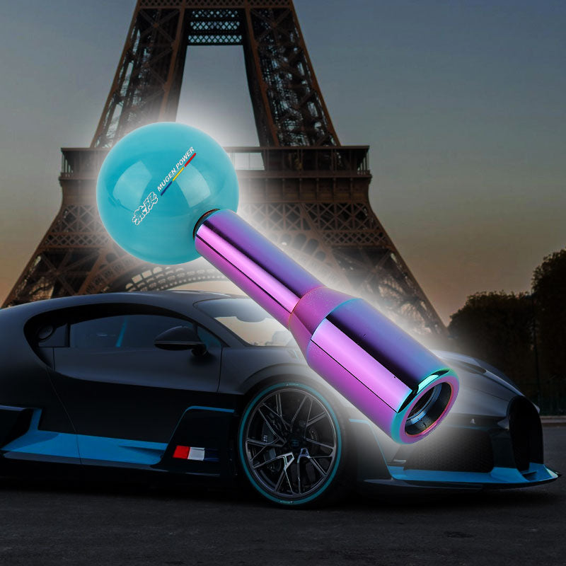 Brand New Universal Mugen Pearl Teal Ball Manual Gear Stick Shift Knob M8 M10 M12 & Neo Chrome Shifter Extender Extension