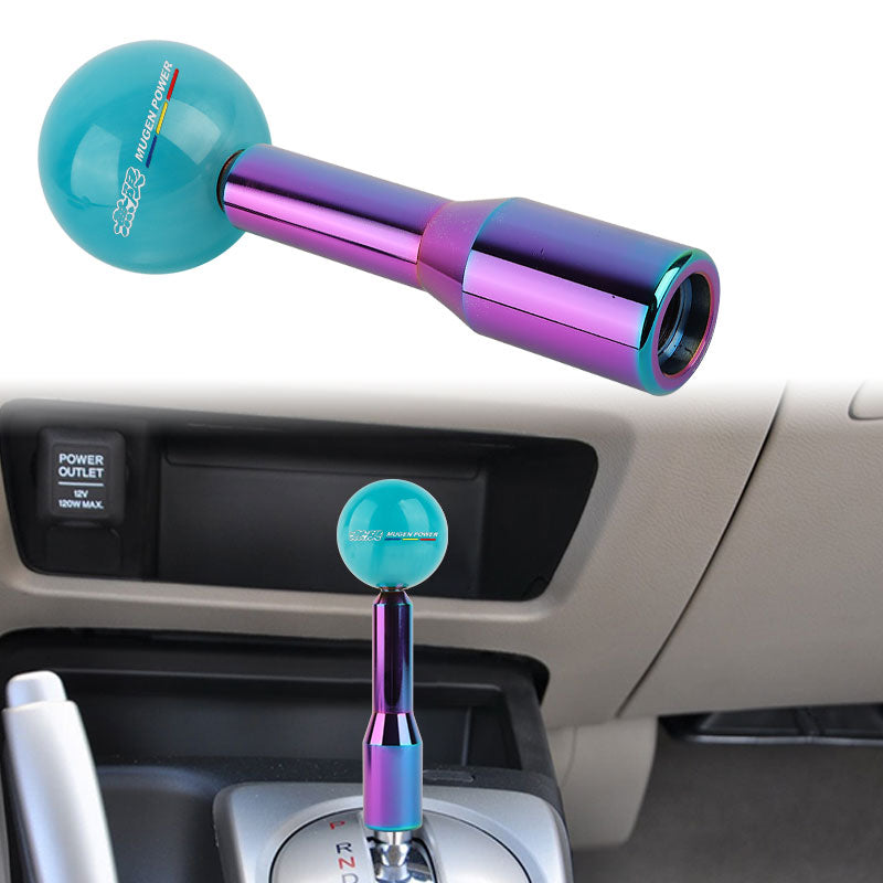 Brand New Universal Mugen Pearl Teal Ball Manual Gear Stick Shift Knob M8 M10 M12 & Neo Chrome Shifter Extender Extension