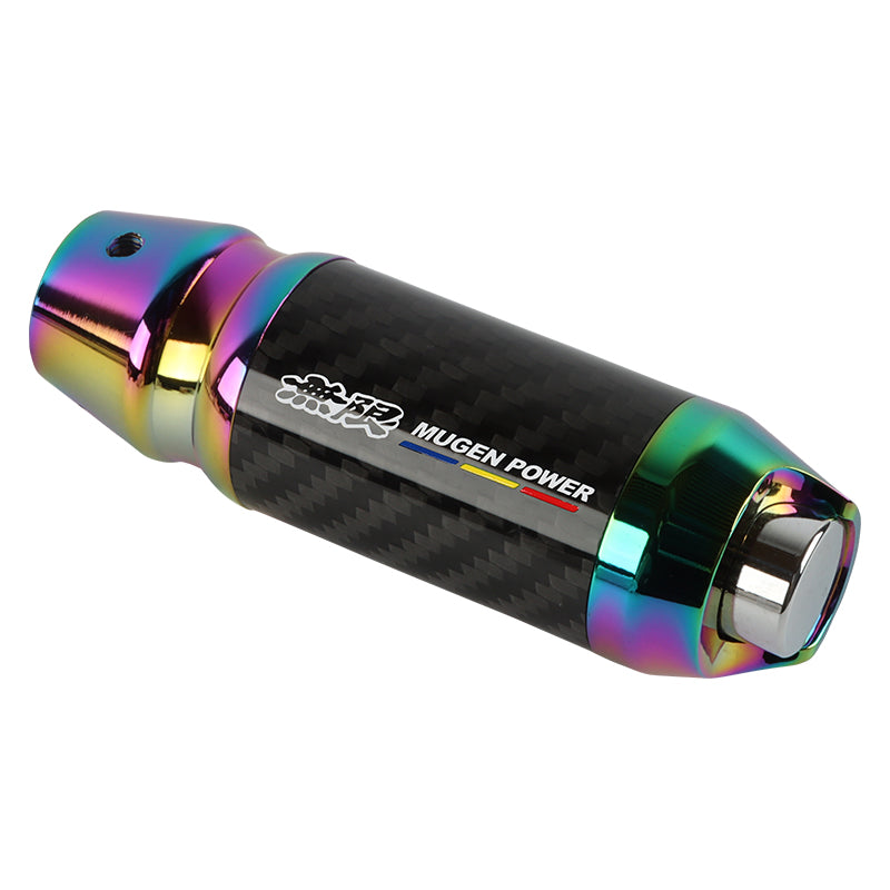 Brand New Universal Mugen Real Carbon Fiber Neo Chrome Aluminum Automatic Transmission Racing Gear Shift Knob