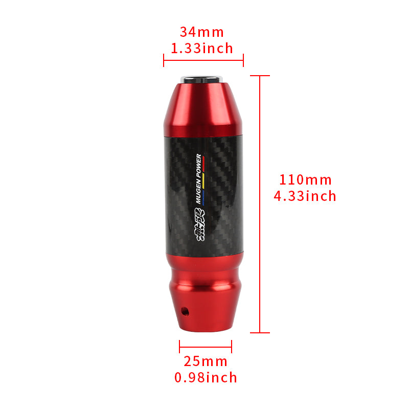 Brand New Mugen Universal Real Carbon Fiber Red Aluminum Automatic Transmission Racing Gear Shift Knob