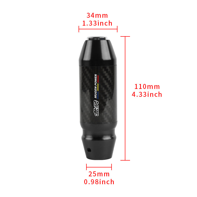 Brand New Mugen Universal Real Carbon Fiber Black Aluminum Automatic Transmission Racing Gear Shift Knob