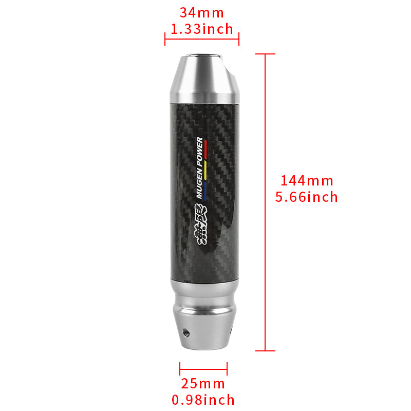 Brand New Mugen Universal Real Carbon Fiber Silver Aluminum Automatic Transmission Racing Gear Shift Knob