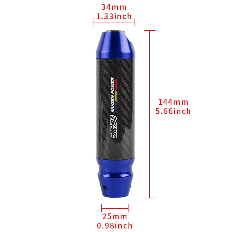 Brand New Mugen Universal Real Carbon Fiber Blue Aluminum Automatic Transmission Racing Gear Shift Knob