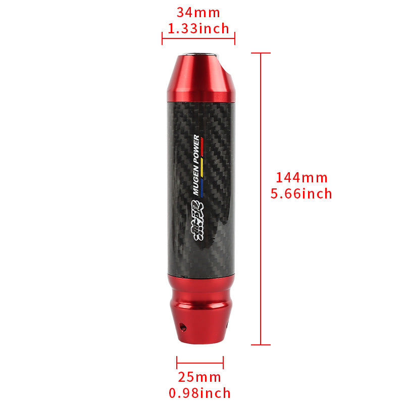 Brand New Mugen Universal Real Carbon Fiber Red Aluminum Automatic Transmission Racing Gear Shift Knob