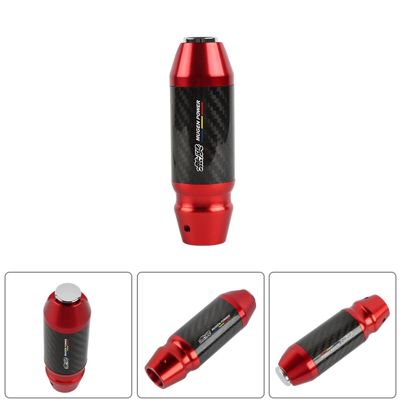 Brand New Mugen Universal Real Carbon Fiber Red Aluminum Automatic Transmission Racing Gear Shift Knob