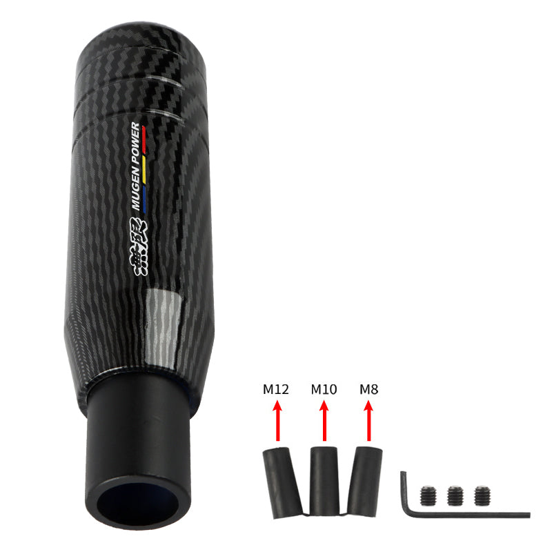 Brand New Universal JDM 13CM Mugen Aluminum Carbon Fiber Style Automatic Gear Stick Shift Knob Lever Shifter