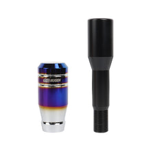 Load image into Gallery viewer, Brand New Universal Mugen Aluminum Burnt Blue Manual Car Gear MT Stick Shift Knob M8 M10 M12 &amp; Black Shifter Extender Extension