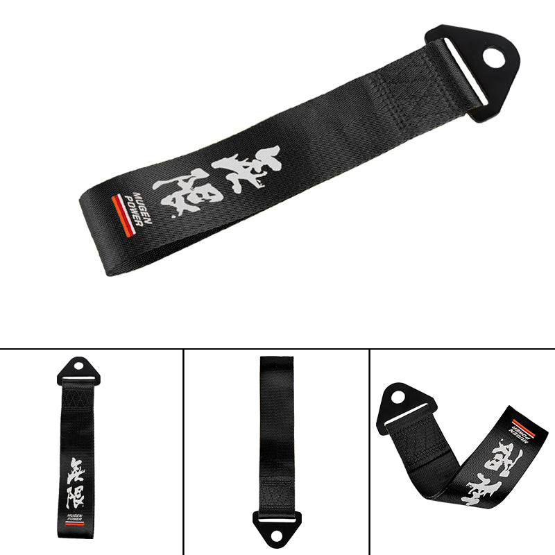 Brand New Universal Mugen Power High Strength Black Tow Towing Strap Hook For Front / REAR BUMPER JDM