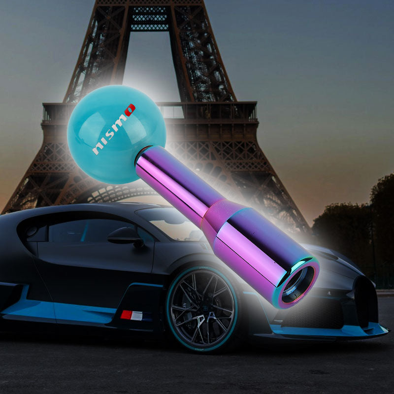 Brand New Universal Nismo Pearl Teal Ball Manual Gear Stick Shift Knob M8 M10 M12 & Neo Chrome Shifter Extender Extension