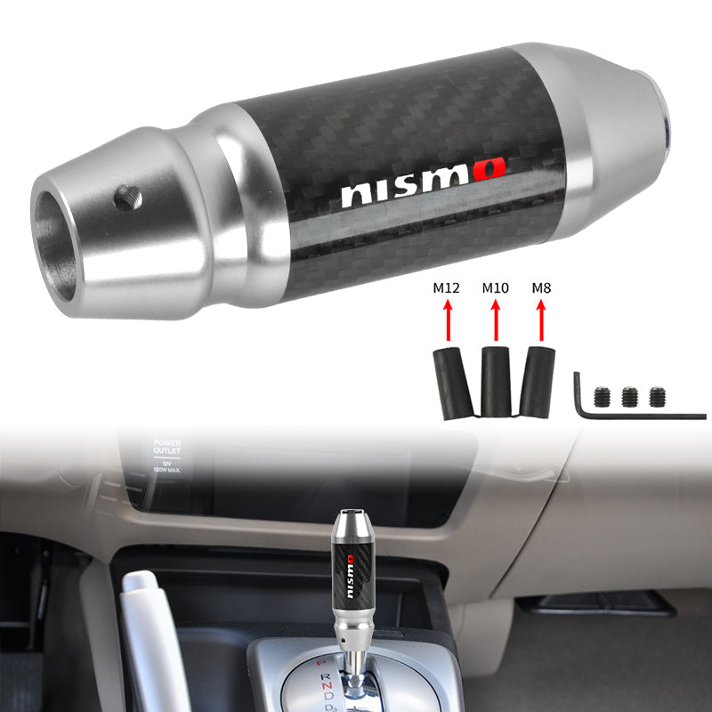 Brand New Nismo Universal Real Carbon Fiber Silver Aluminum Automatic Transmission Racing Gear Shift Knob