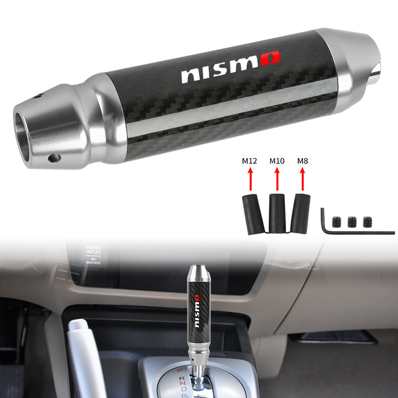 Brand New Nismo Universal Real Carbon Fiber Silver Aluminum Automatic Transmission Racing Gear Shift Knob