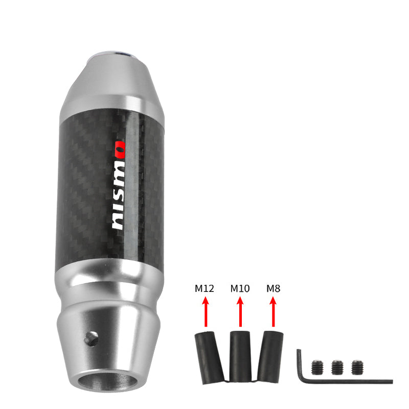 Brand New Nismo Universal Real Carbon Fiber Silver Aluminum Automatic Transmission Racing Gear Shift Knob