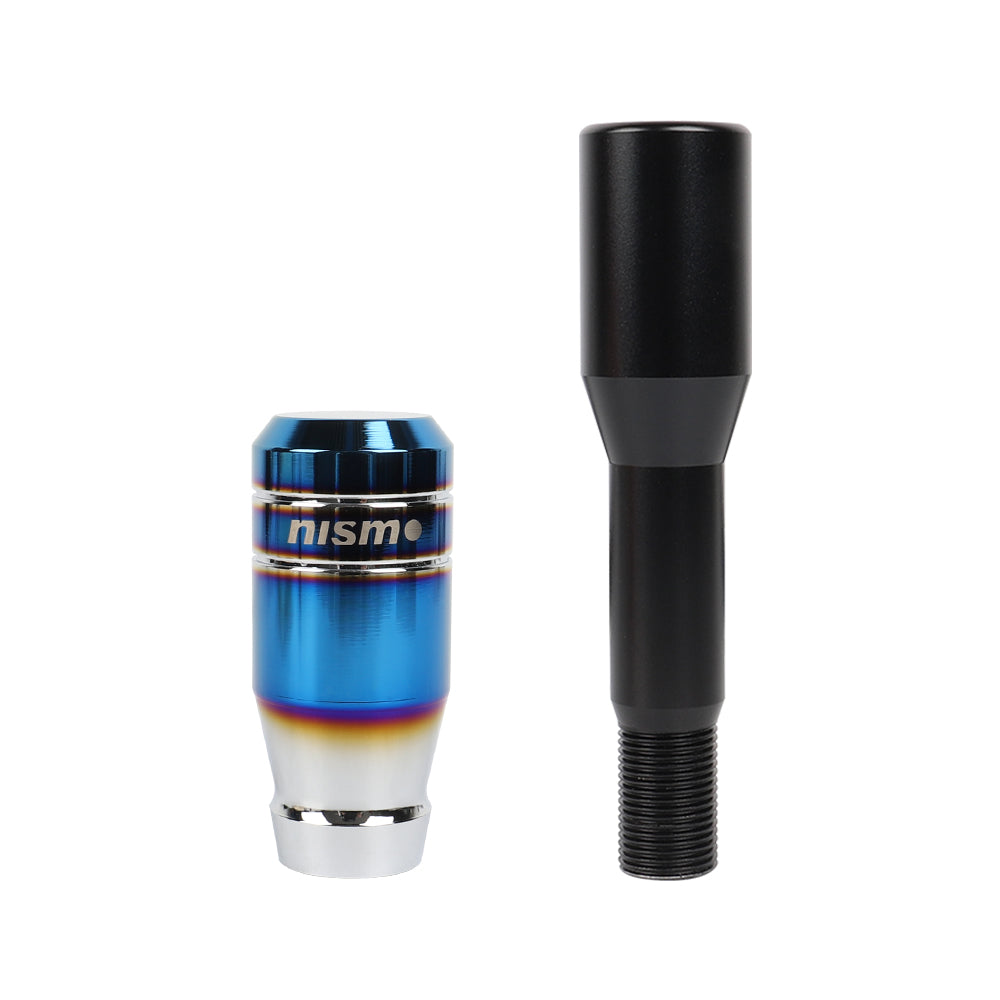 Brand New Universal Nismo Aluminum Burnt Blue Manual Car Gear MT Stick Shift Knob M8 M10 M12 & Black Shifter Extender Extension