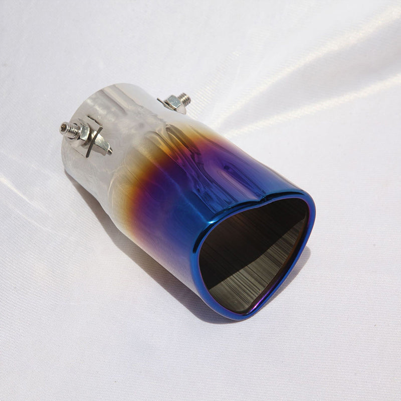 Brand New Universal Burnt Blue Heart Shaped Stainless Steel Car Exhaust Pipe Muffler Tip Trim Staight