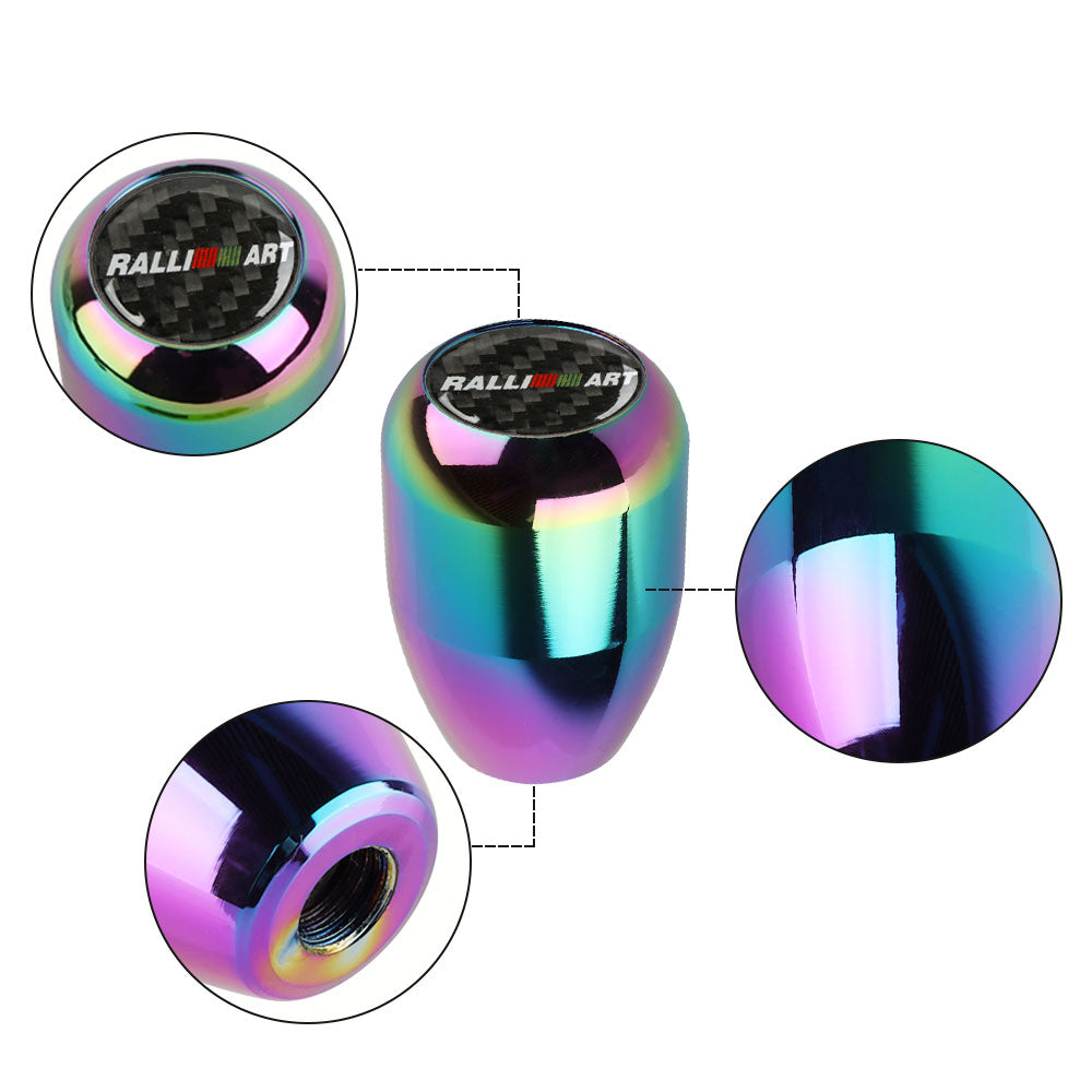 Brand New JDM Ralliart Universal Real Carbon Fiber Sticker Aluminum Manual Gear Stick Neo Chrome Shift Knob Shifter M8 M10 M12