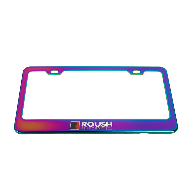 Brand New 2PCS Roush Performance Neo Chrome Stainless Steel License Plate Frame W/ Screw Caps