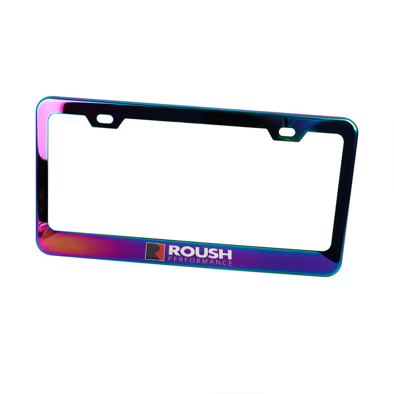 Brand New 2PCS Roush Performance Neo Chrome Stainless Steel License Plate Frame W/ Screw Caps