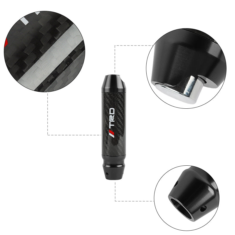 Brand New TRD Universal Real Carbon Fiber Black Aluminum Automatic Transmission Racing Gear Shift Knob