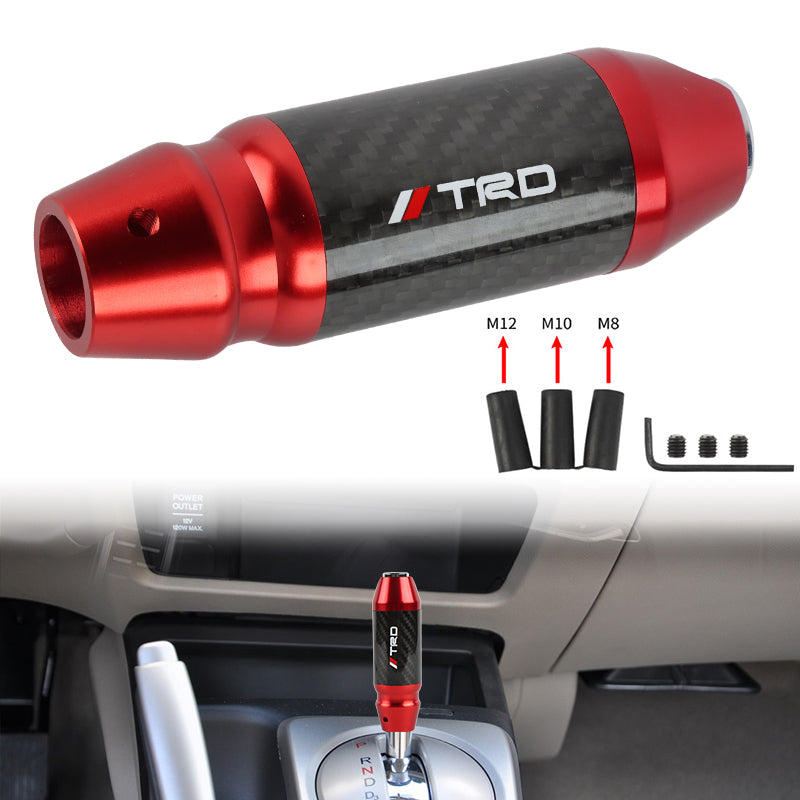 Brand New TRD Universal Real Carbon Fiber Red Aluminum Automatic Transmission Racing Gear Shift Knob