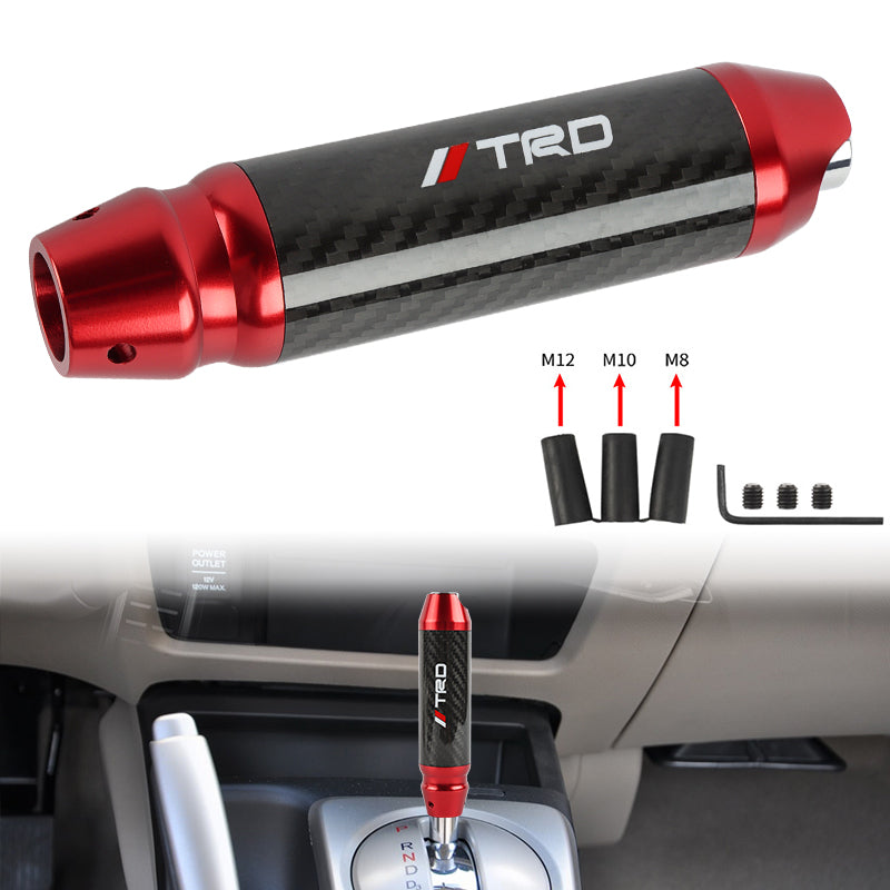 Brand New TRD Universal Real Carbon Fiber Red Aluminum Automatic Transmission Racing Gear Shift Knob