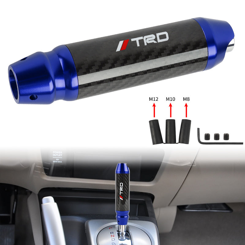 Brand New TRD Universal Real Carbon Fiber Blue Aluminum Automatic Transmission Racing Gear Shift Knob